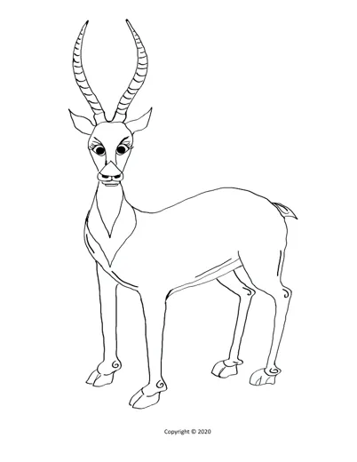Preview of the Gina the Gazelle colouring page