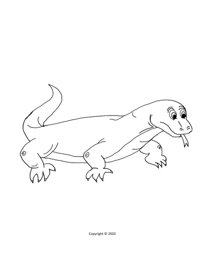 Preview of the Kai the Komodo Dragon colouring page