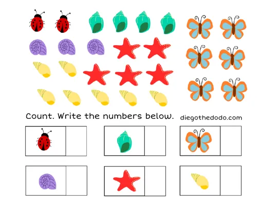 Preview of the count the numbers worksheet