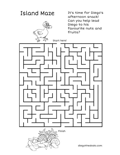 Preview of the island maze worksheet