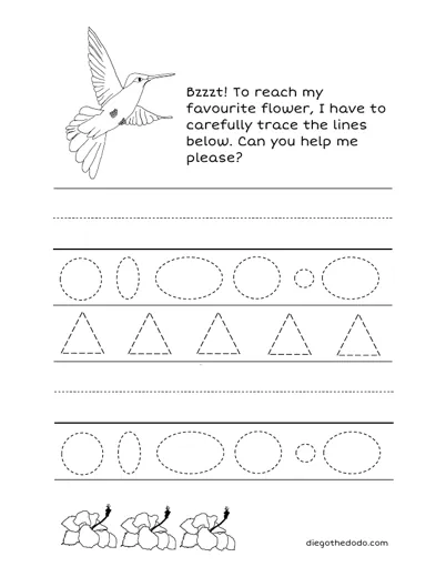 Preview of the tracing shapes worksheet