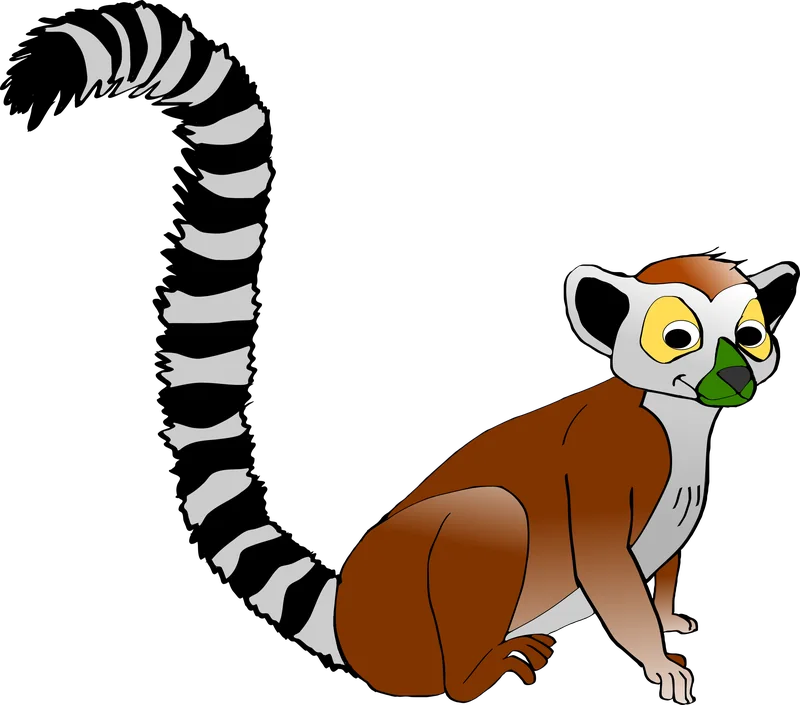 Leo, a brown ring-tailed lemur with a long black-and-white striped tail.